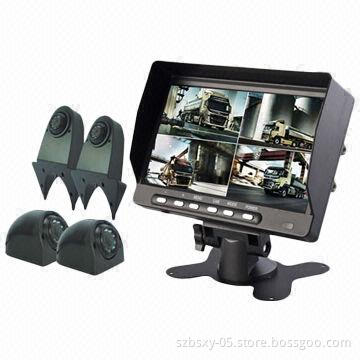 Color CCD Waterproof Cameras with 7 inch Digital LCD Quad Monitor for Car Reversing System